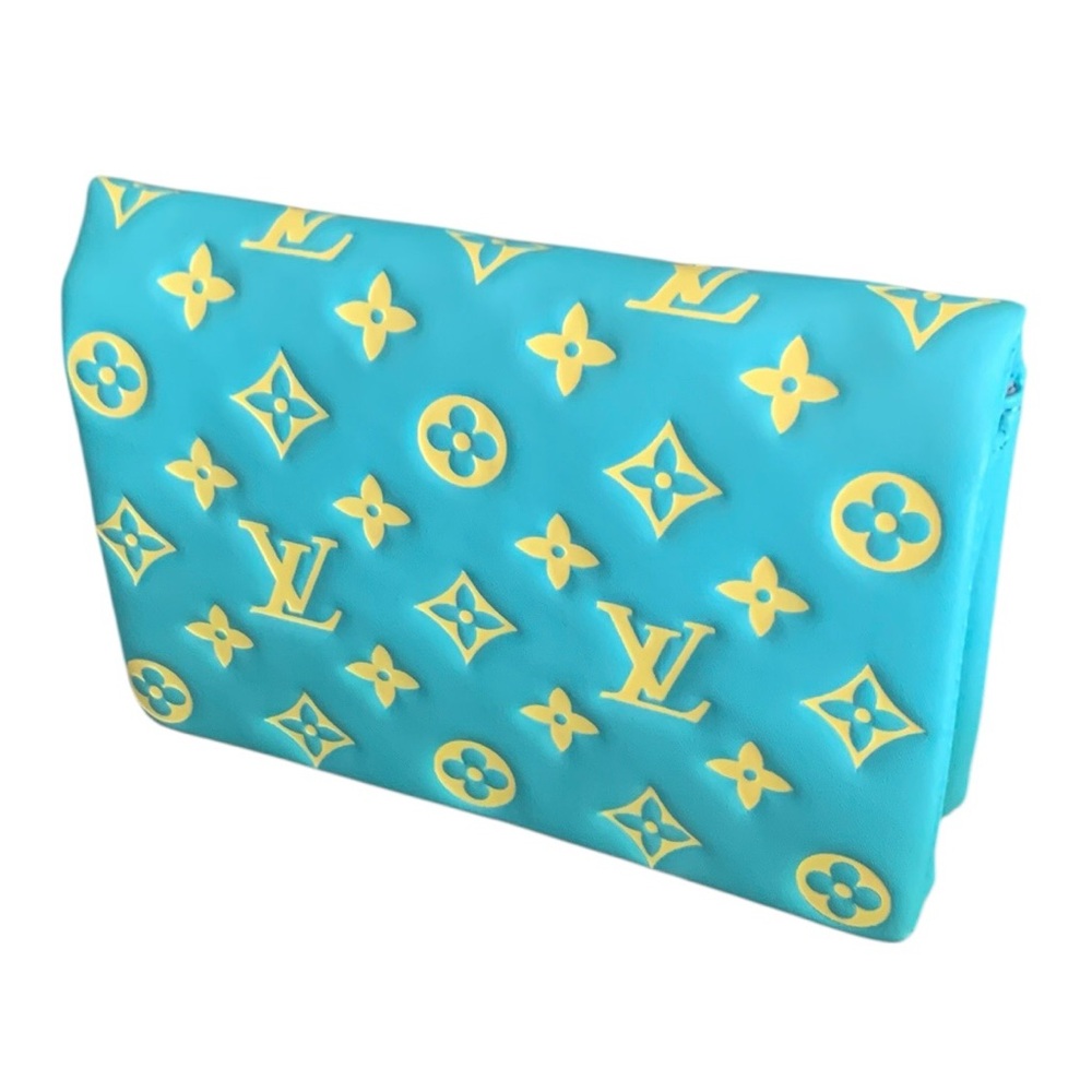 🆕Louis Vuitton Style Embossed Monogram Vuittamins Pochette Coussin Menthe Jaune🆕 - Picture 6 of 16